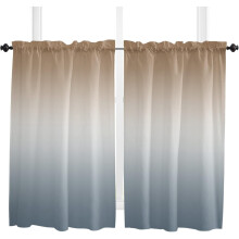 Ombre Short Curtains Brown Grey 42x54 Rod Pocket 2 Panels