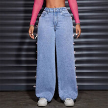 Damen-Jeans mit hohem Bund und geradem Bein, Vintage-Stil, lässiger Denim