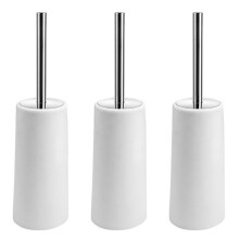 3X Toalettborste och HåLlare, 2-Pack Toalettborste med 304 Rostfritt StåL LåNgt Handtag, ToalettskåLborste Vit