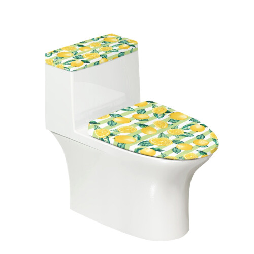Ensemble de housse de siège de toilette à motif citron, élastique ajustable