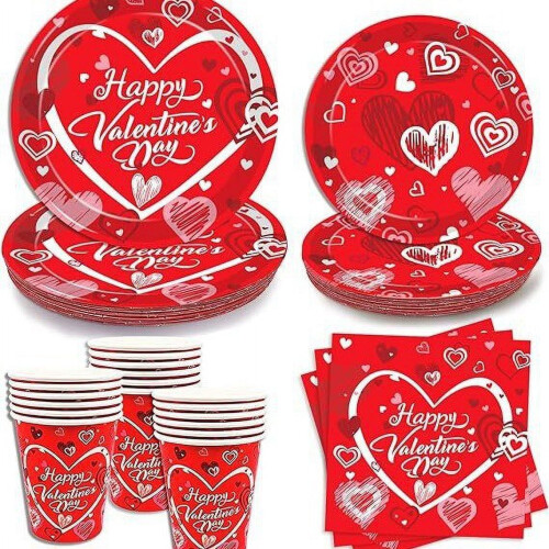 Valentinstags-Geschirrset für 24 Gäste, 96-teilig