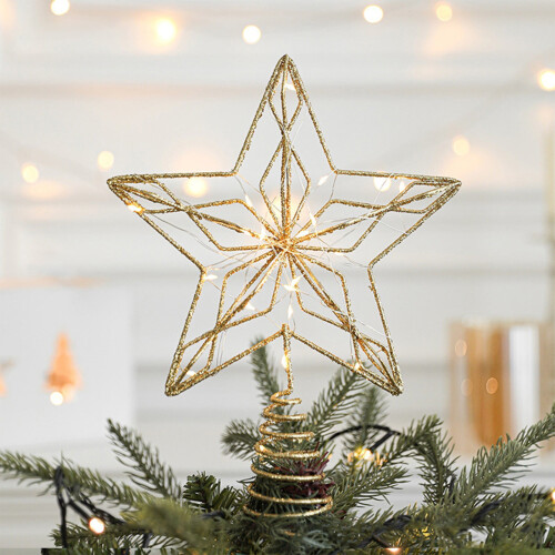 Christmas Tree Star Light Topper Shimmery Decoration