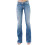 Dames blauwe stretch flared jeans met middelhoge taille 1