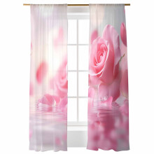 Pink Rose Sheer Curtains Voile 52x84 in 2 Panels