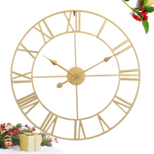 Horloge murale silencieuse en fer, finition dorée, 30 cm (12 pouces)