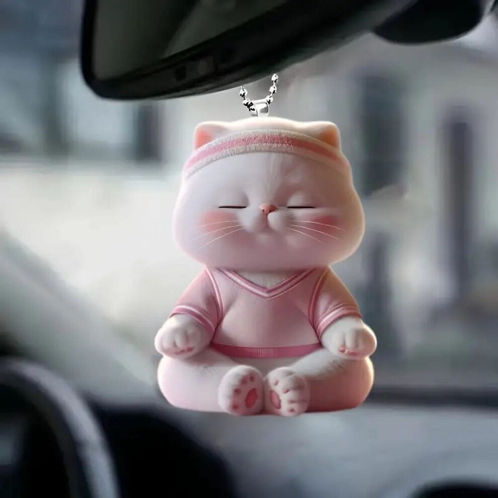 Cat Car Hanging Ornament Acrylic Swing Kitten With Lanyard 9023022331687