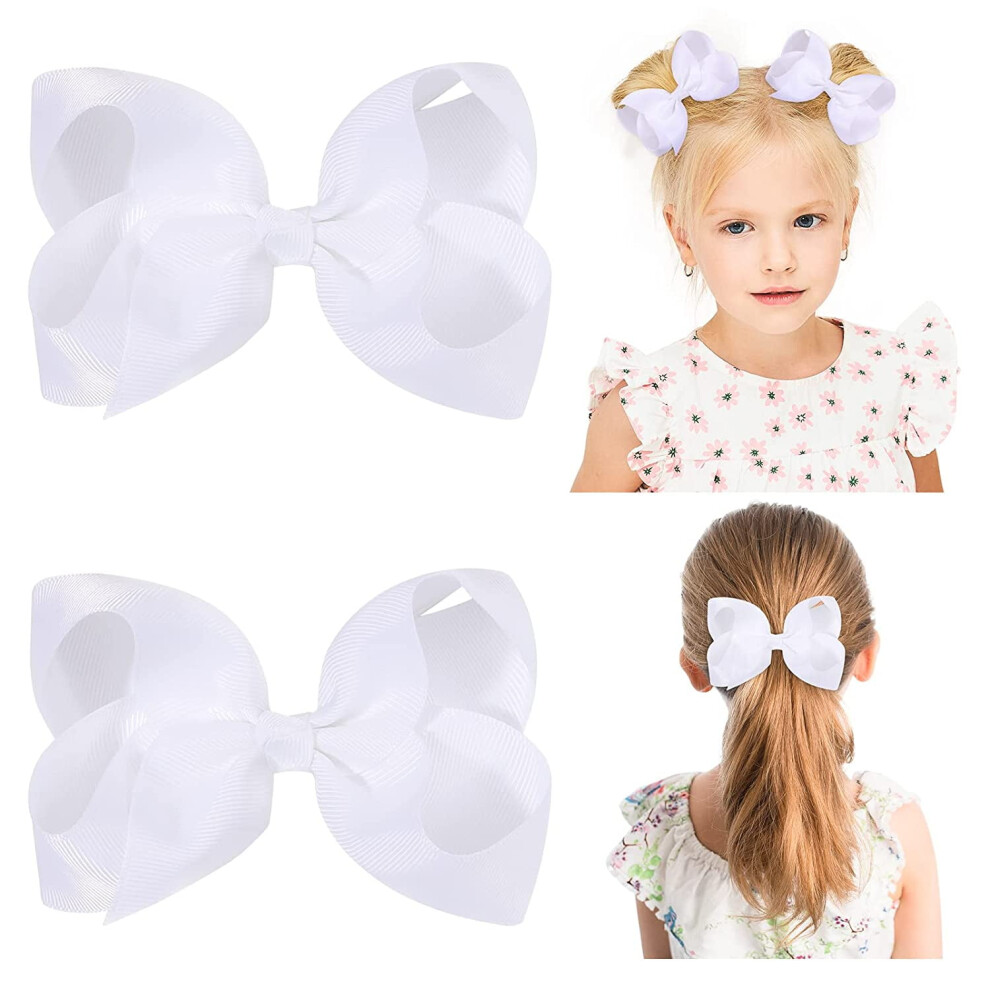 Hair Bows for Girls with Alligator Clips White 2 PCS