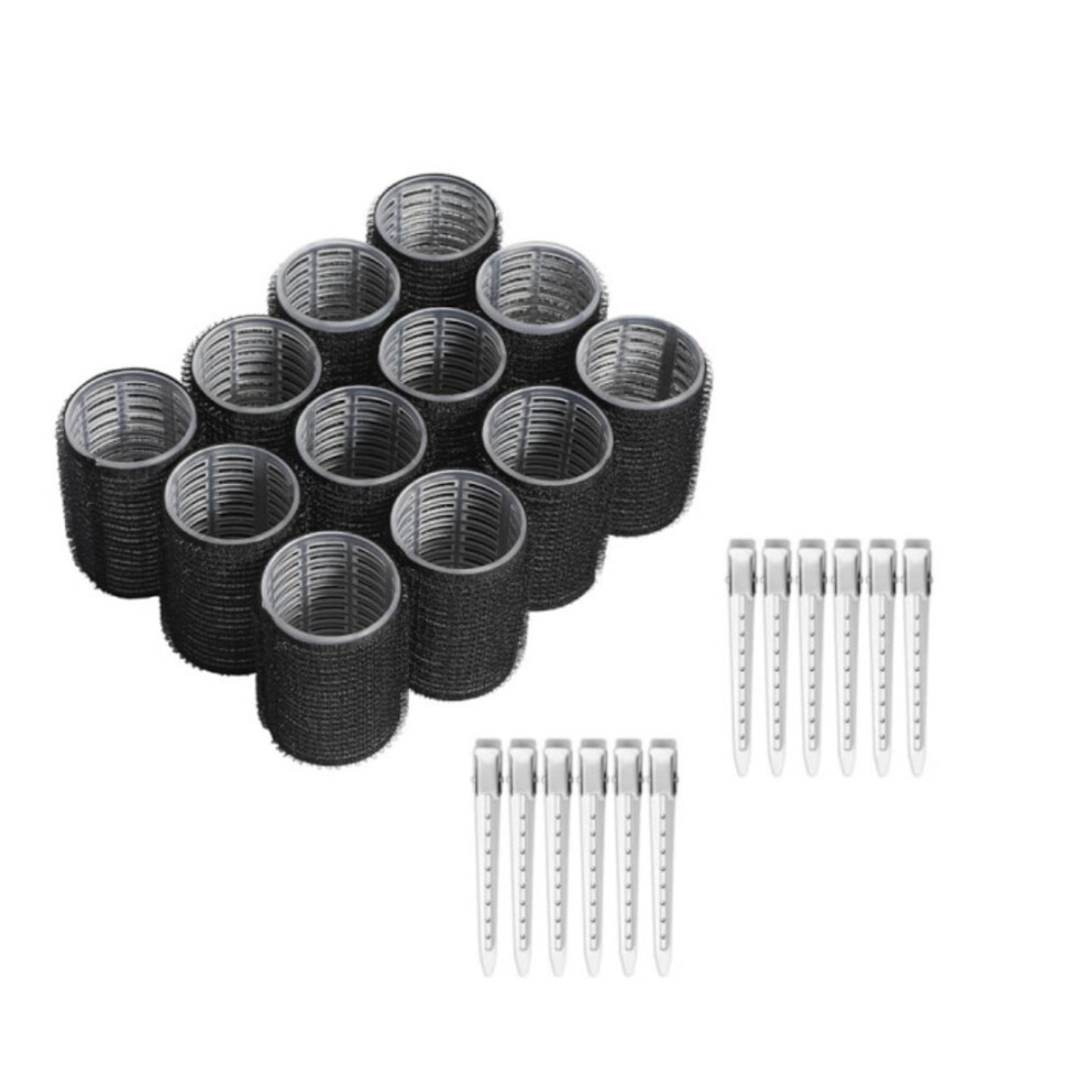 Self-Grip Hair Rollers with Duckbill Clips 24 Pcs