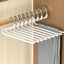 Porte-pantalons en acier inoxydable en forme de Z avec cintre antidérapant