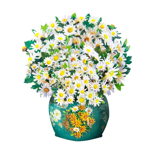 3D Handmade Pop-Up Vase Card with Paper Flowers
