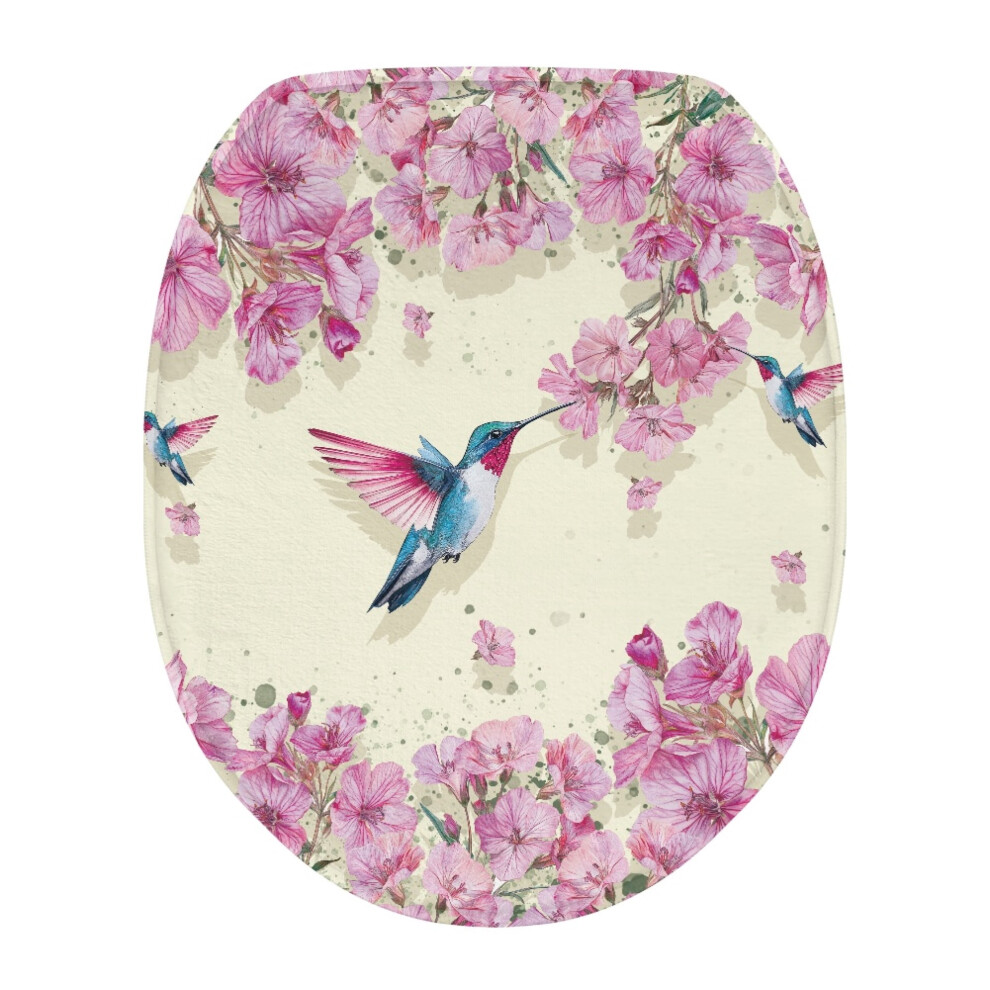 Hummingbird Flower Toilet Lid Cover Elongated 1 Piece 9023022313010