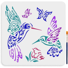 Hummingbird Pattern Stencil Decorative 11.8 x 11.8 Inch