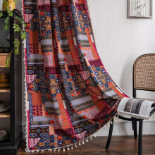 Boho halvmörkläggningsgardiner med färgglada ränder och