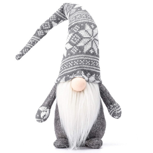 Swedish Tomte Gnome Ornament Grey Snowflake 19 Inches
