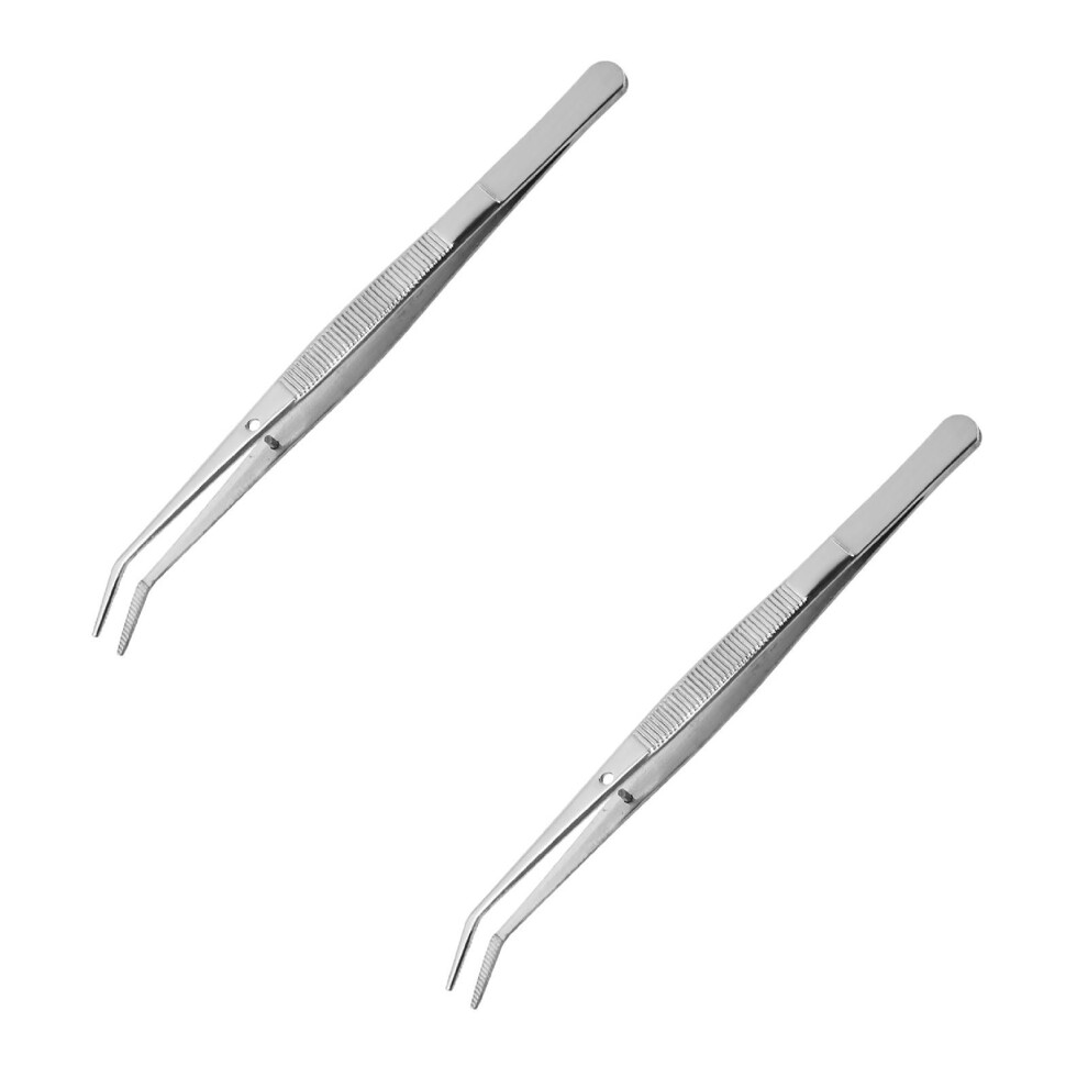 Stainless Steel Curved Serrated Tweezers 6PCS