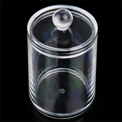 Pot distributeur transparent pour boules de coton et cotons-tiges 1