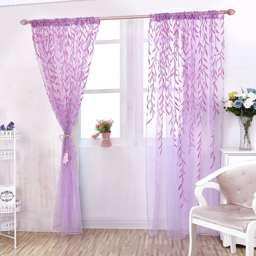 Sheer Voile Curtain Panel Floral Print 100 inch Polyester