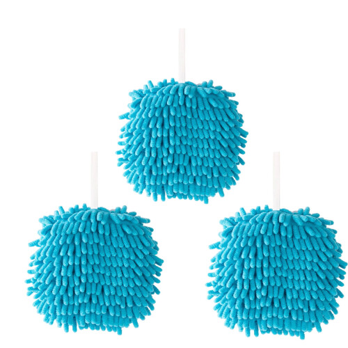 Absorbent Hanging Hand Towel Ball Chenille 6.8 inch Soft