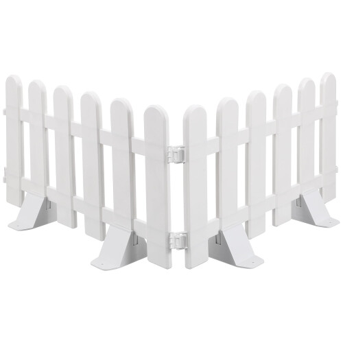 White Plastic Courtyard Fence for Garden Edging 2 pcs