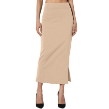 Women's Ponte Knit Pencil Skirt with Side Slit, Beige,
