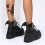 Women's Black Goth Ankle Boots with Bat Wing Buckles 1 Pair 8