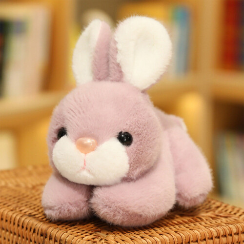 Lapin de Pâques en peluche, 20 cm, blanc, rose, violet