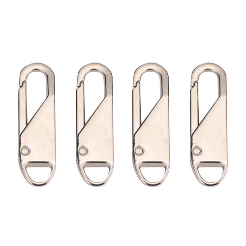 Zipper Puller Replacement Tabs Metal 4 Pcs Silver