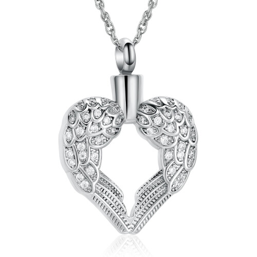 Collier urne funéraire en forme d'aile d'ange pour cendres