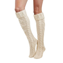 Damen-Oberschenkelhohe Baumwollstrümpfe, Beige