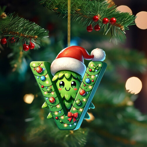 Enfeite de árvore de Natal em acrílico 2D com 26 letras 1