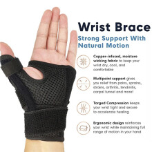 2 Attelle de Pouce Réglable pour Tendon et Poignet pour Homme et Femme, pour L'Arthrite Du Canal Carpien et la Ténosynovite A