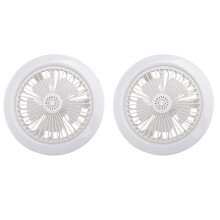 2X E27 Ceiling Fan with Lights,Enclosed Low Fan Light,Hidden Electric Fan Gimbal Lamp Holder(White)