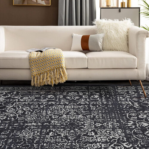 Hallway Runner Rug Black 2 ft x 6 ft Non-Slip Washable 2