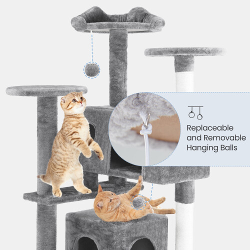 EDX Cat Tree Tower 54 inch Light Gray Multi-Level 1