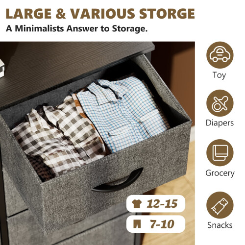 Fabric Dresser with 8 Drawers Grey 2