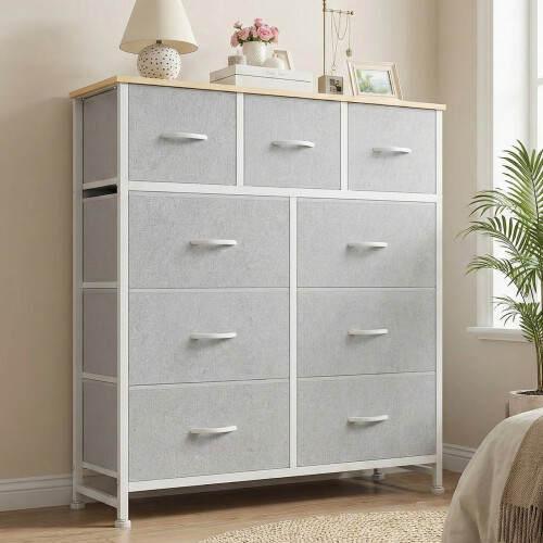 Fabric Drawer Cabinet Light Gray 9 Drawers 1