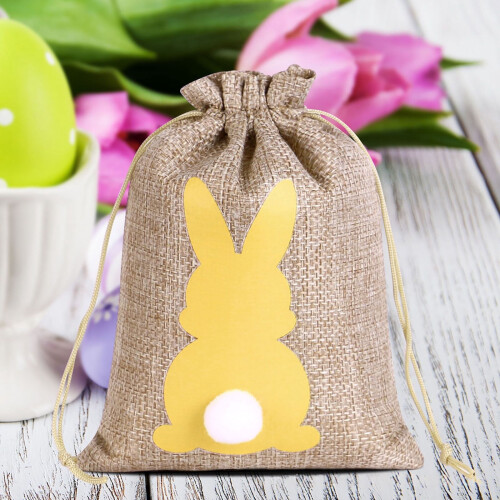 Rabbit-shaped snack packaging bag Easter drawstring gift bag