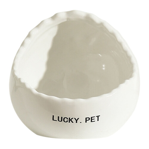 Ceramic Bird Feeder and Water Bowl with Peony Pattern White