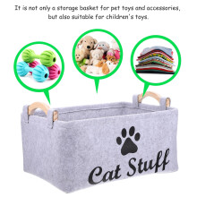 Grey Felt Storage Container for Pet Toys and Accessories