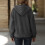 Women's solid color fleece hooded cardigan jacket 4