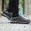 Herren-Wanderschuhe, einfarbig, Schnürung, bequem, dunkel 4