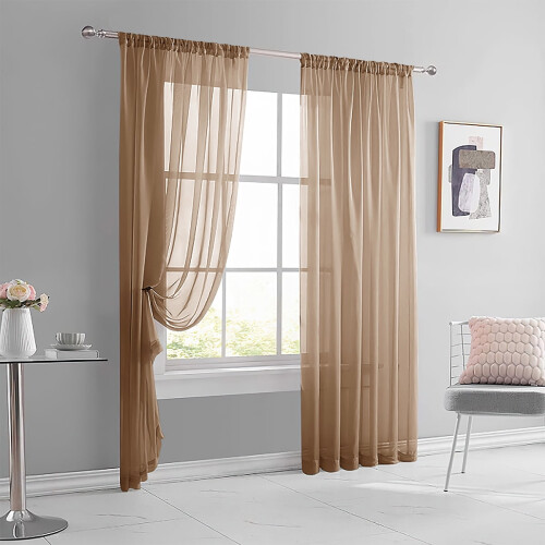 Sheer Linen Textured Voile Curtains 1 Panel