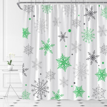 Schneeflocken-Duschvorhang Wintergrün Grau Stoff Badezimmer