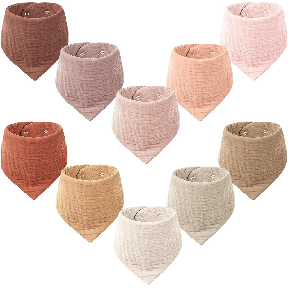 Muslin Baby Bibs 100% Cotton 10-Pack Bandana Drool Bibs