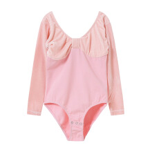 Girls' long sleeve velvet leotard for ballet and