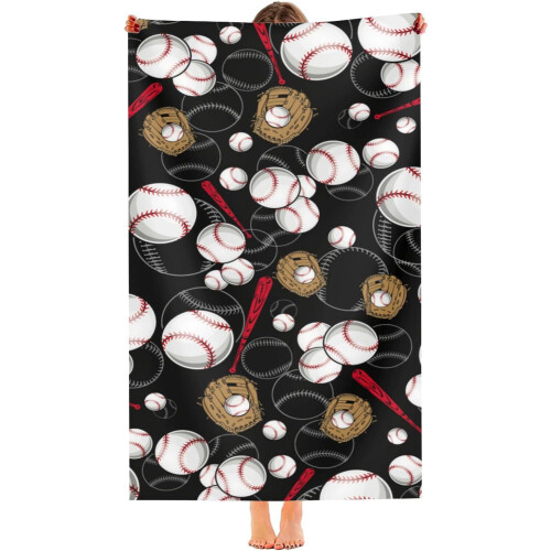 Baseball Beach Towel Microfiber 52x33 Inch