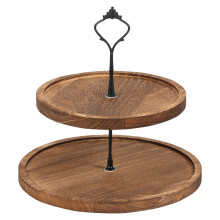 Wooden Cupcake Stand 2-Tier Detachable Round Tray