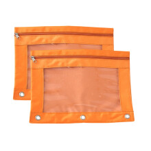 Transparent PVC Pencil Pouch with Zipper and Grommets 2PCS