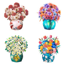 3D Pop-Up Vase Greeting Card with Paper Flowers