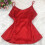 Camisola feminina de cetim sem mangas com decote em V 2